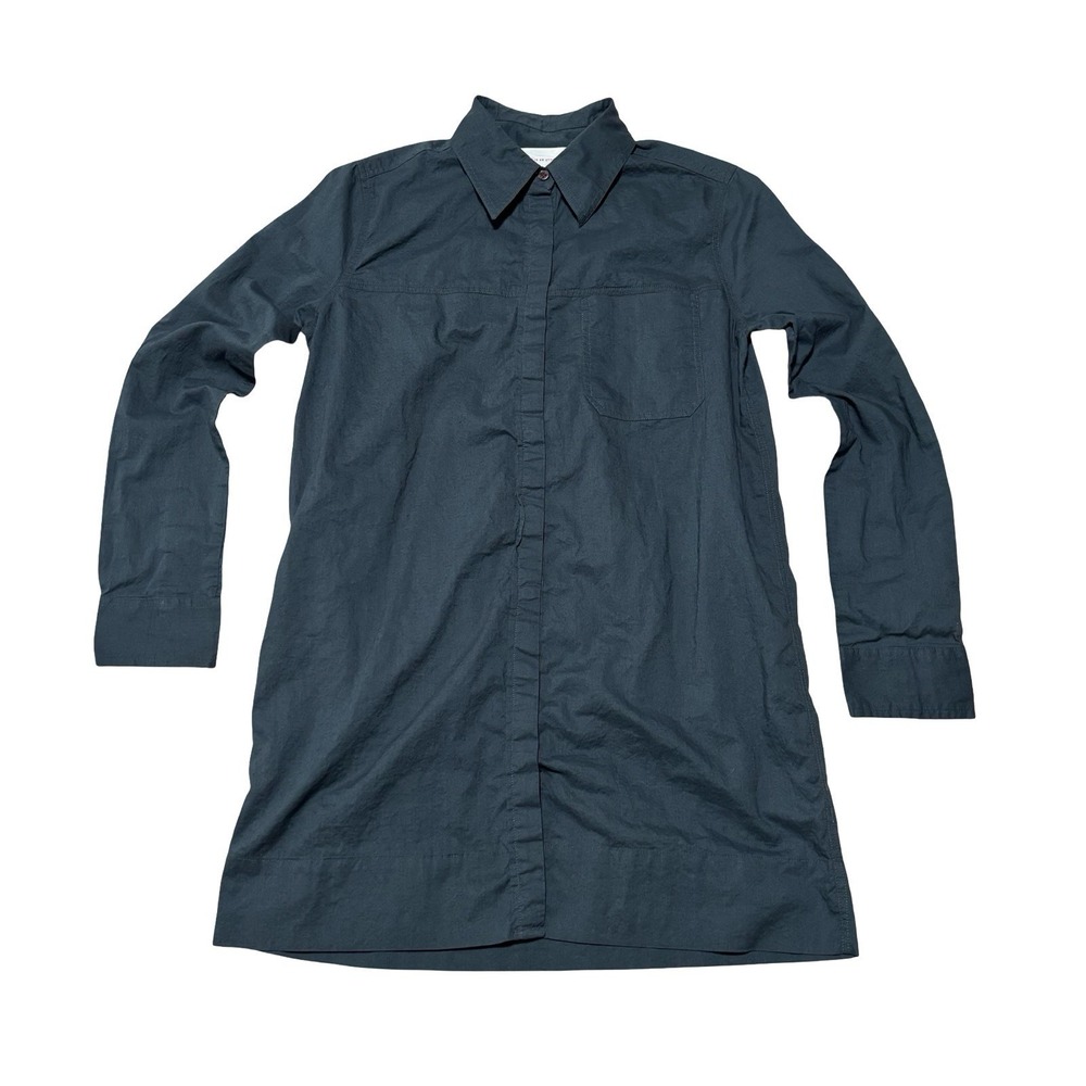 THINKING MU Women's Button Down Shirt Extra Long Blue Size Small 18.5 x 30